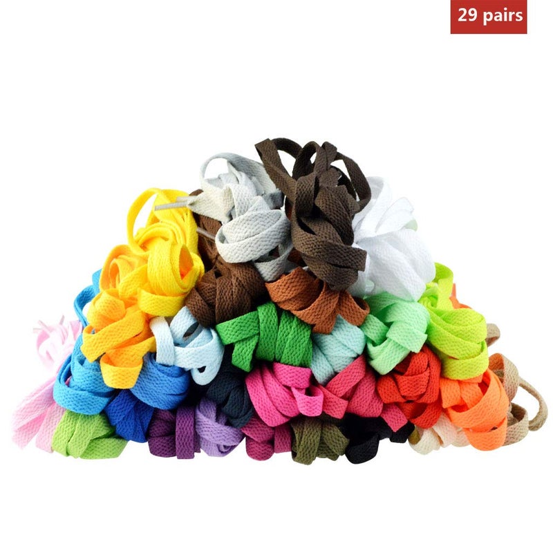 Marrywindix 29 Pairs 47" Flat Colourful Athletic Shoe Laces for Sneakers Skate Shoes Boots Sport Shoes (29 colors) - Image 5